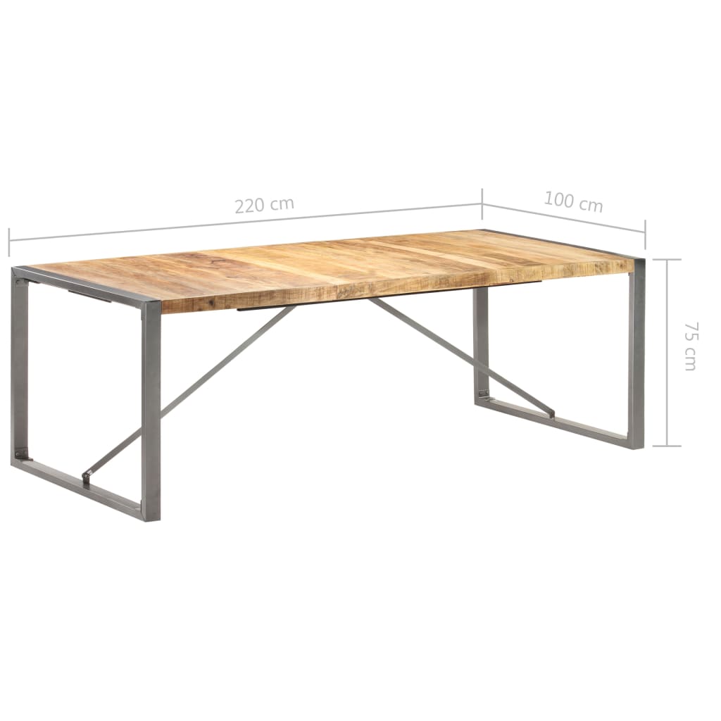 Kitchen table, 220x100x75 cm, solid mango wood, unfinished