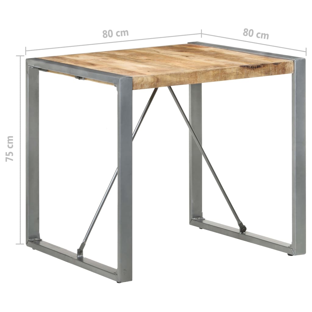 Kitchen table, 80 x 80 x 75 cm, unfinished mango wood