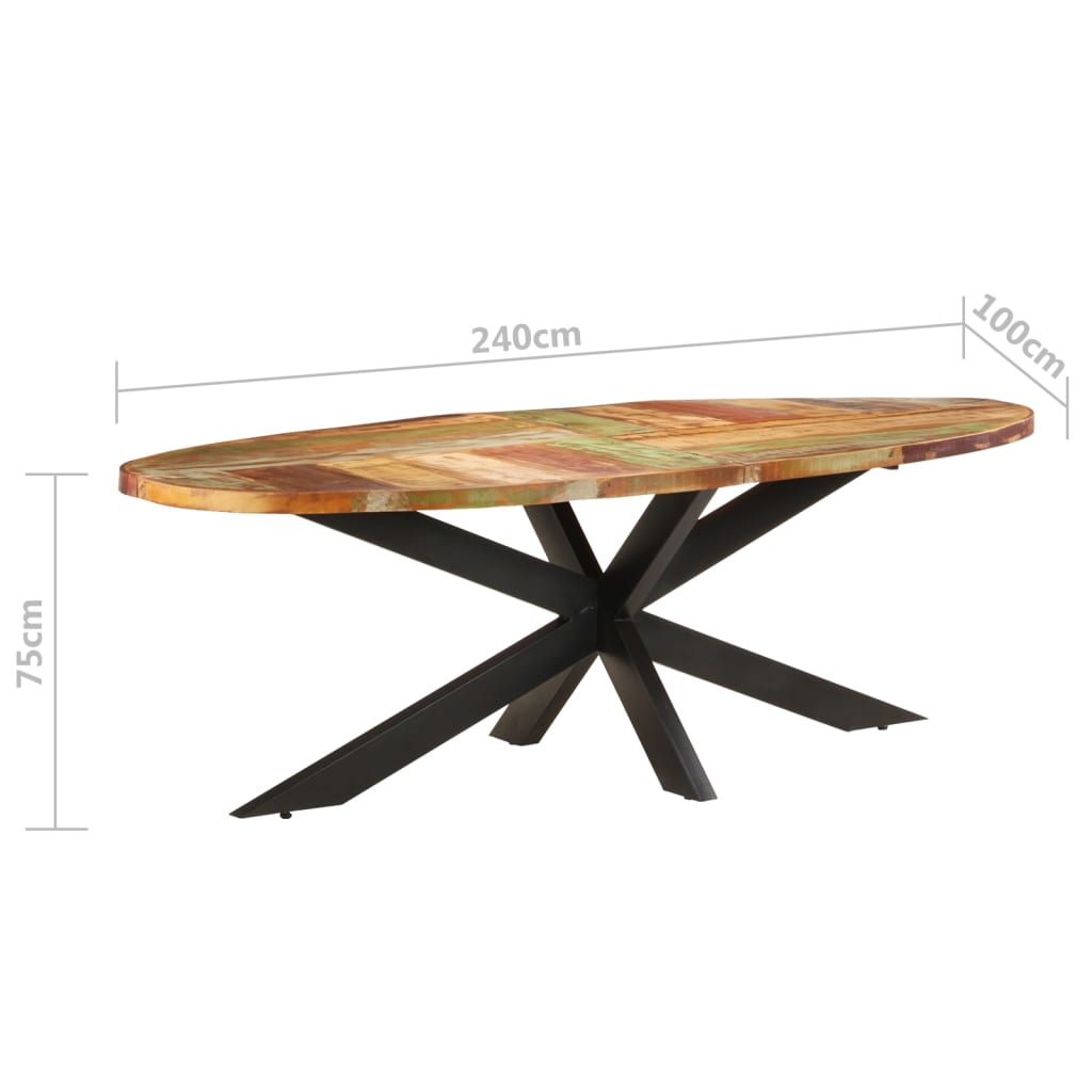 Kitchen table, 240x100x75 cm, solid recycled wood