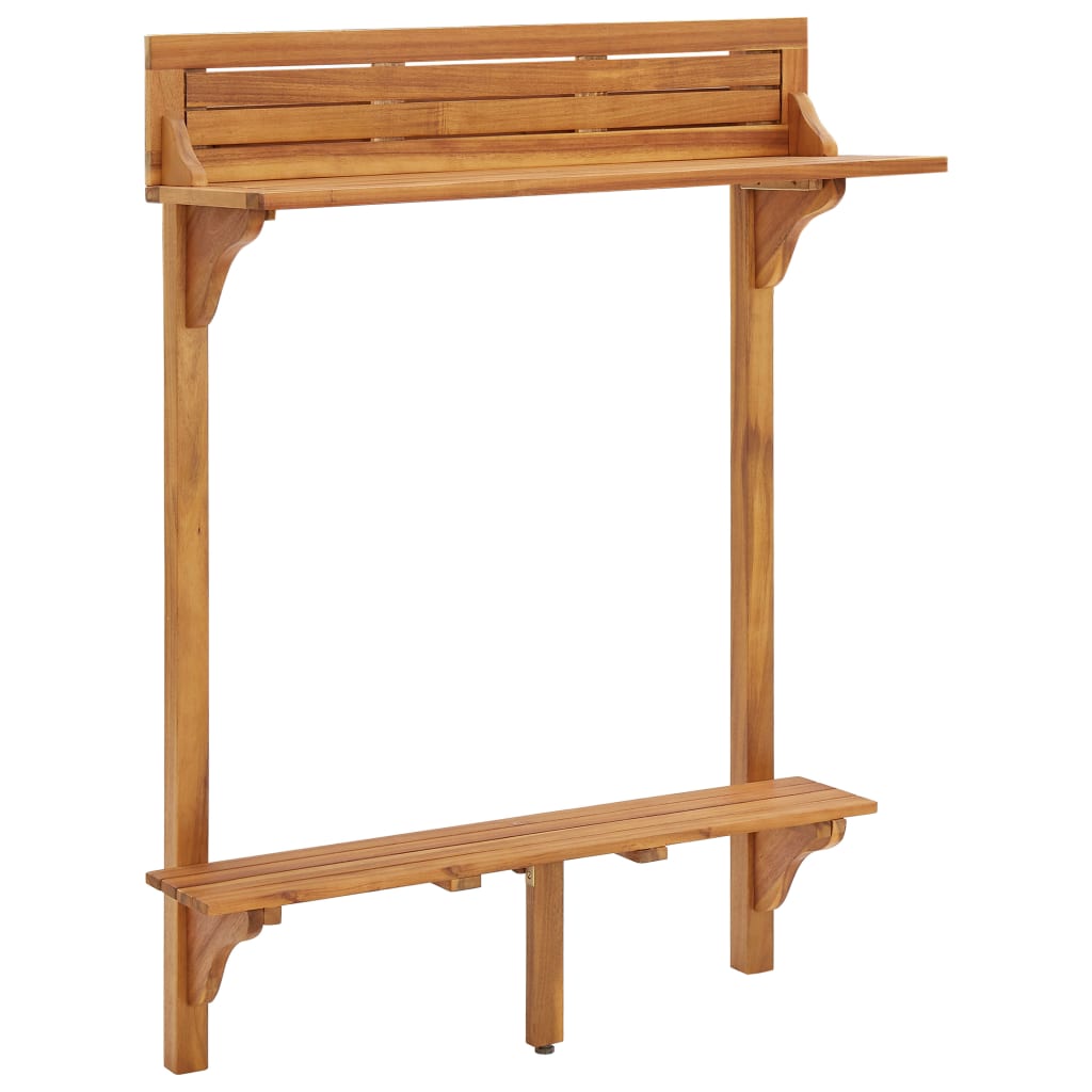 Balcony bar table, 90x37x122.5 cm, solid acacia wood