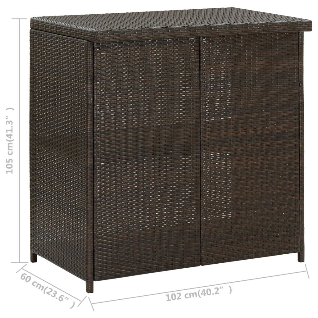 Bar set, 3 pieces, brown, polyrattan