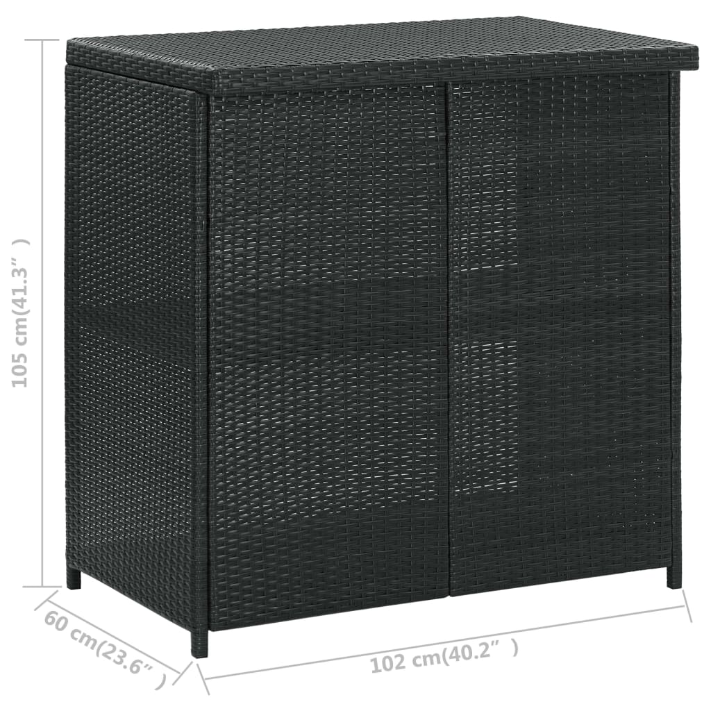 Set mobilier de bar, 3 piese, negru, poliratan