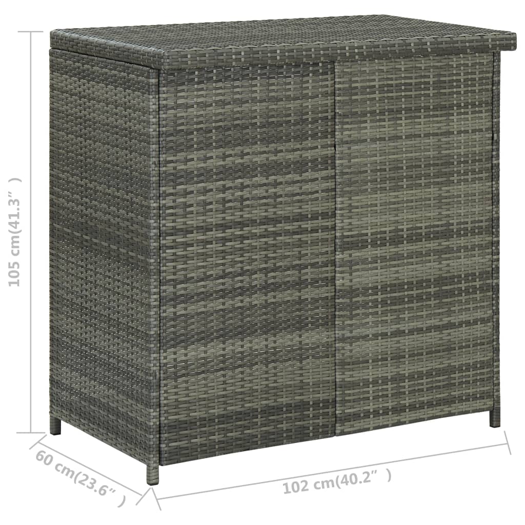 Bar furniture set, 3 pieces, grey, poly rattan