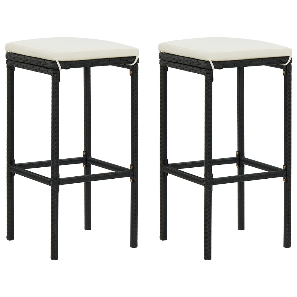 Set mobilier de bar, 3 piese, negru, poliratan