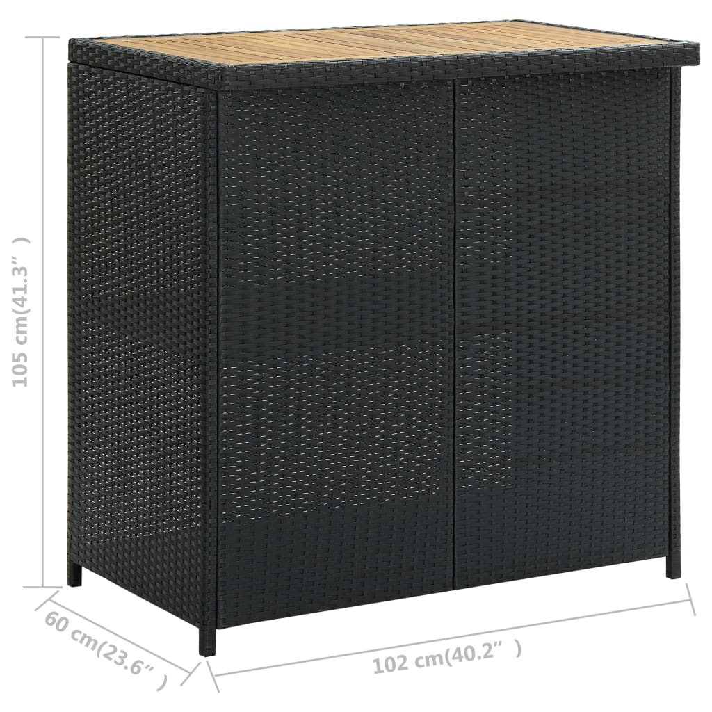 Bar furniture set, 3 pieces, black, polyrattan