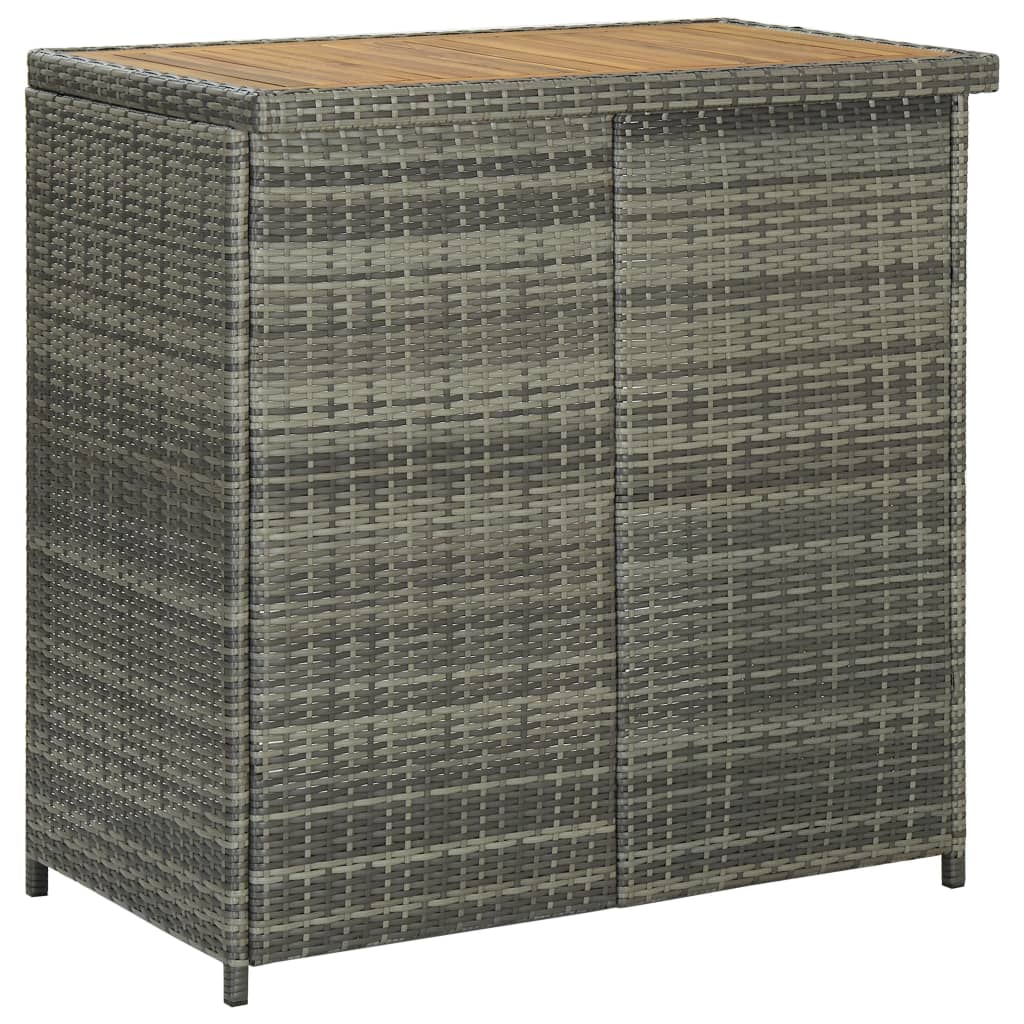 Bar set, 3 pieces, grey, poly rattan