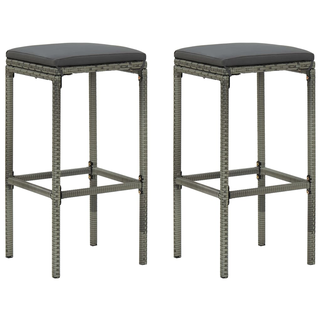 Bar set, 3 pieces, grey, poly rattan