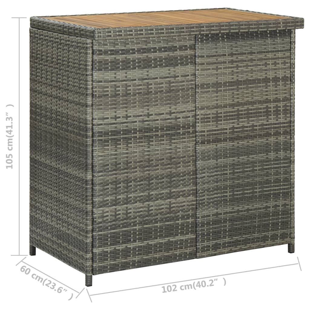 Bar set, 3 pieces, grey, poly rattan