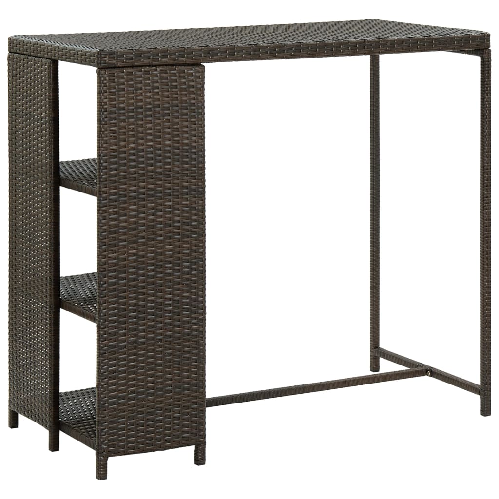 Bar table with storage shelf, brown, 120x60x110 cm, polyrattan