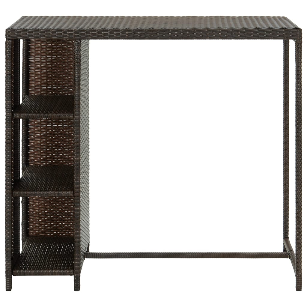 Bar table with storage shelf, brown, 120x60x110 cm, polyrattan