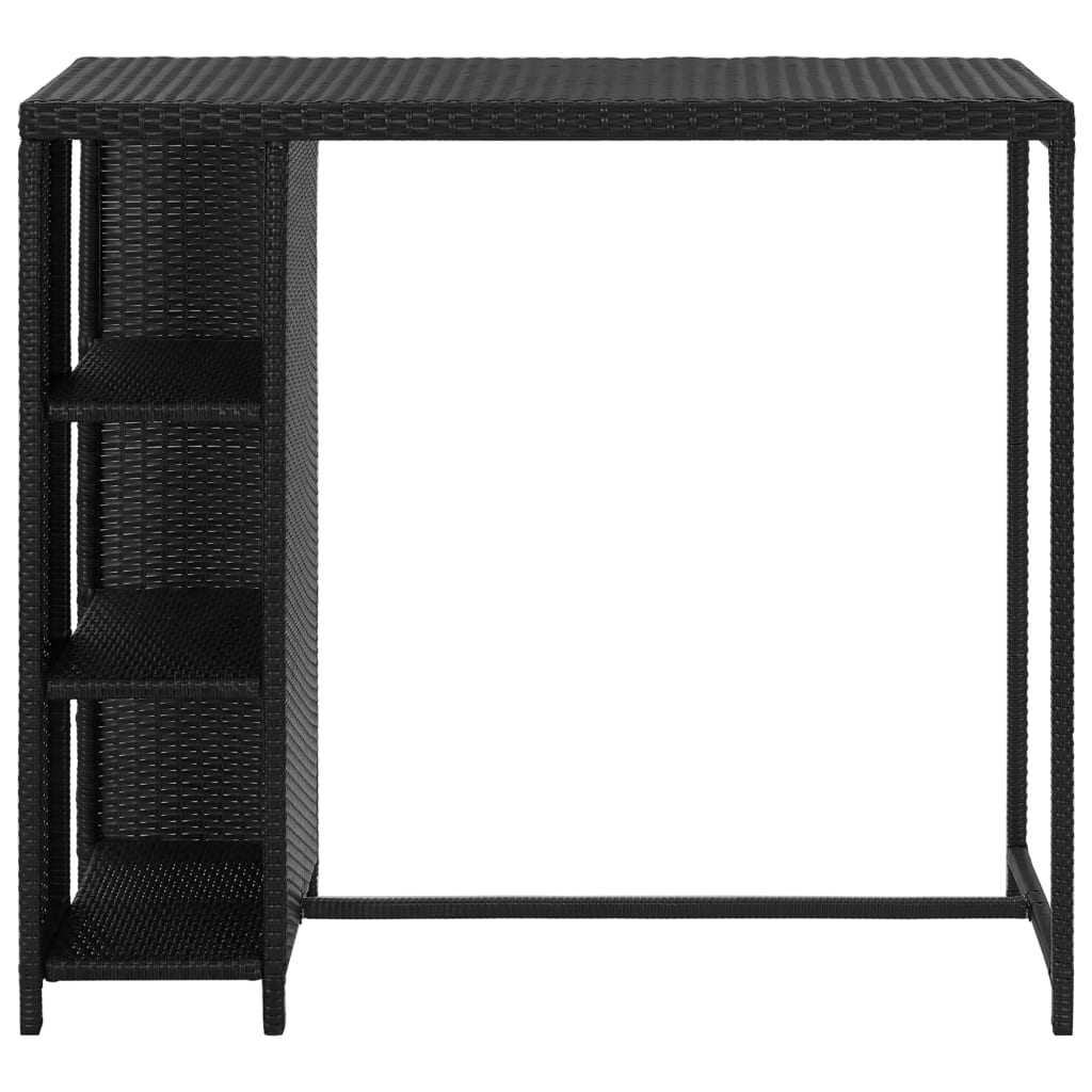 Bar table with storage shelf, black, 120x60x110 cm, polyrattan