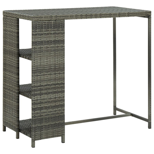 Bar table with storage shelf, gray 120x60x110 cm, polyrattan