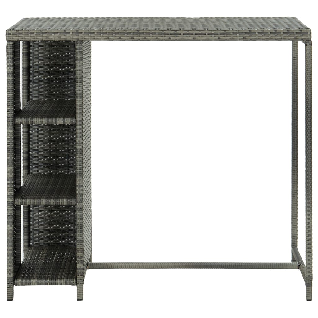 Bar table with storage shelf, gray 120x60x110 cm, polyrattan