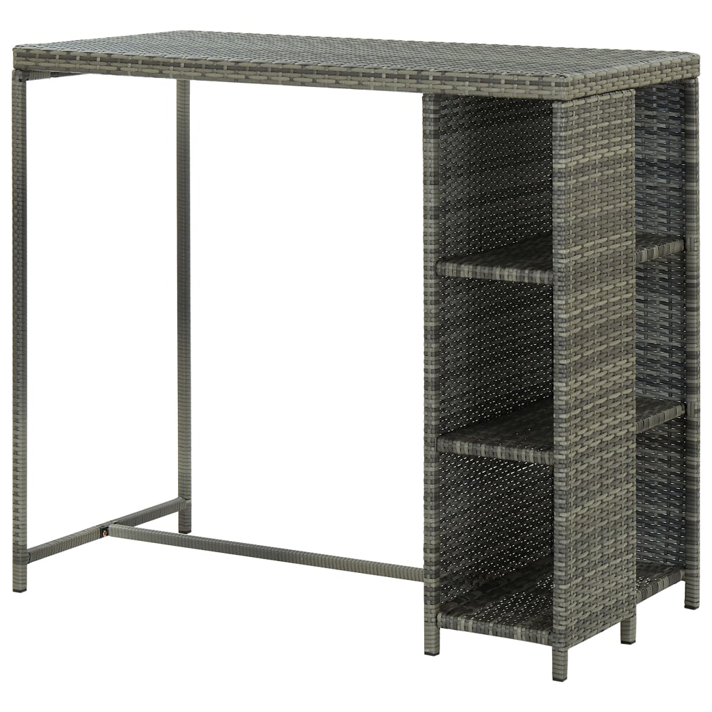 Bar table with storage shelf, gray 120x60x110 cm, polyrattan