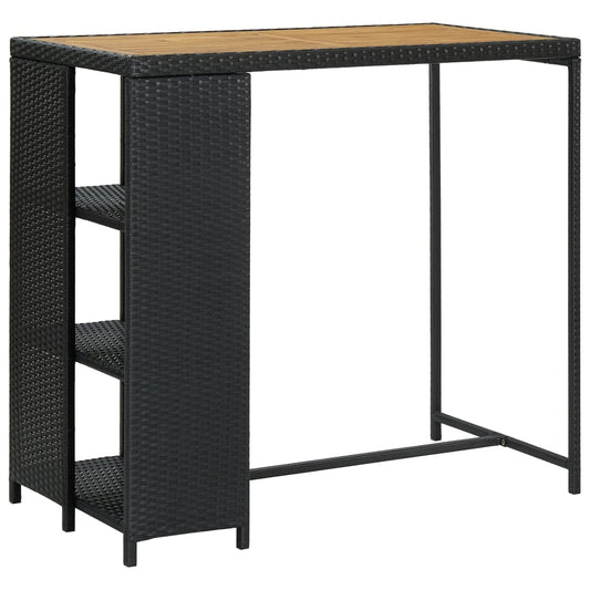 Bar table with storage shelf black 120x60x110 cm polyrattan