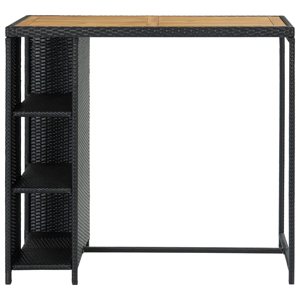 Bar table with storage shelf black 120x60x110 cm polyrattan