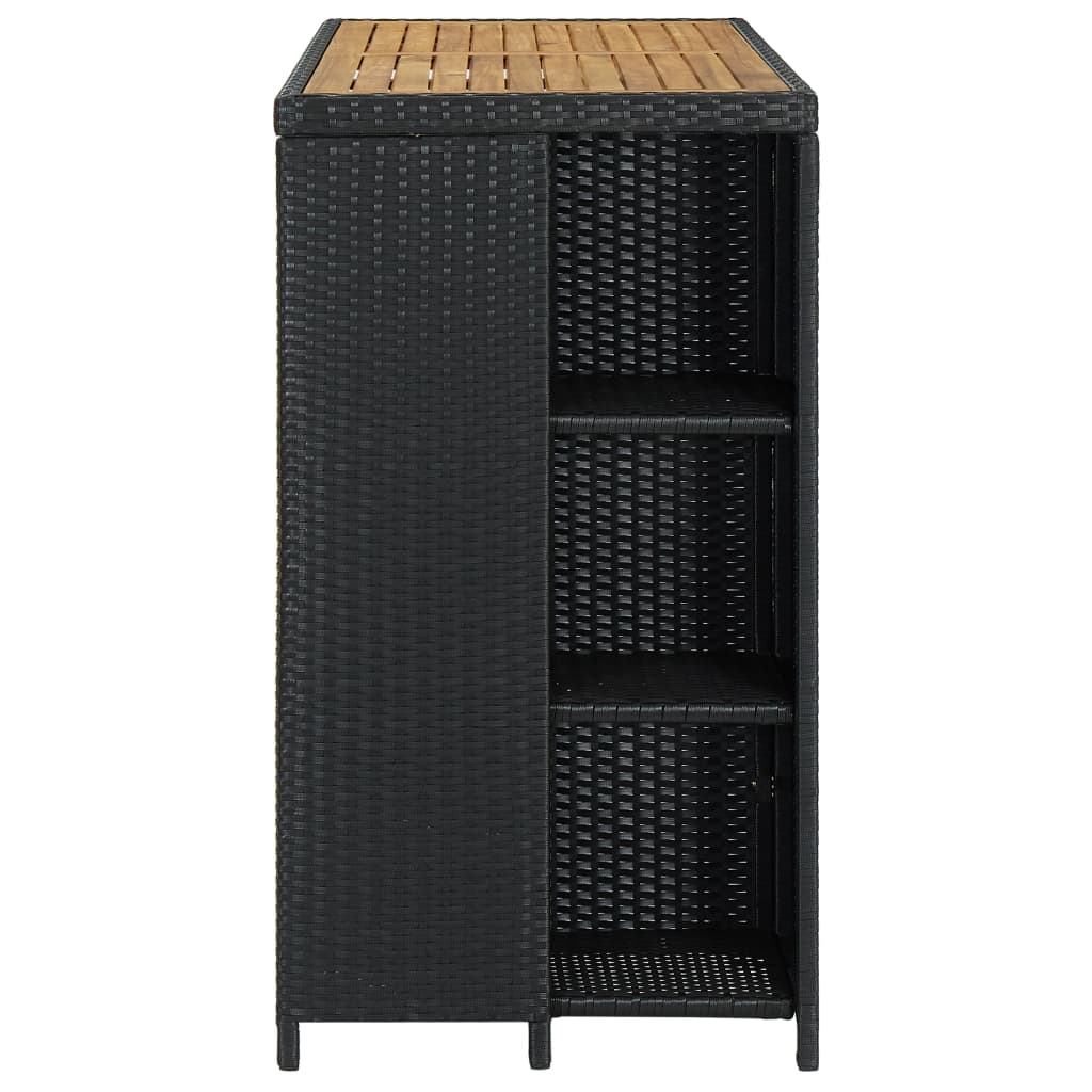 Bar table with storage shelf black 120x60x110 cm polyrattan