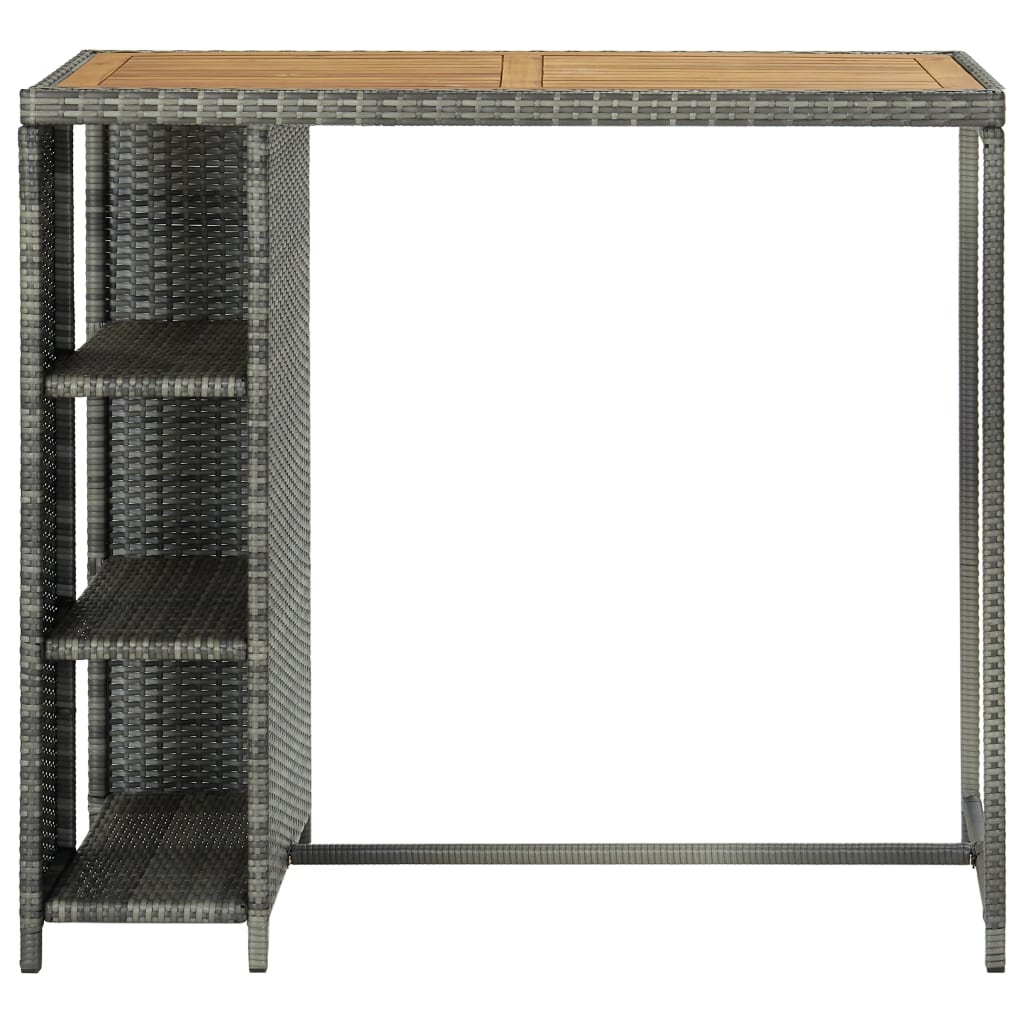 Bar table with storage shelf, gray 120x60x110 cm, polyrattan