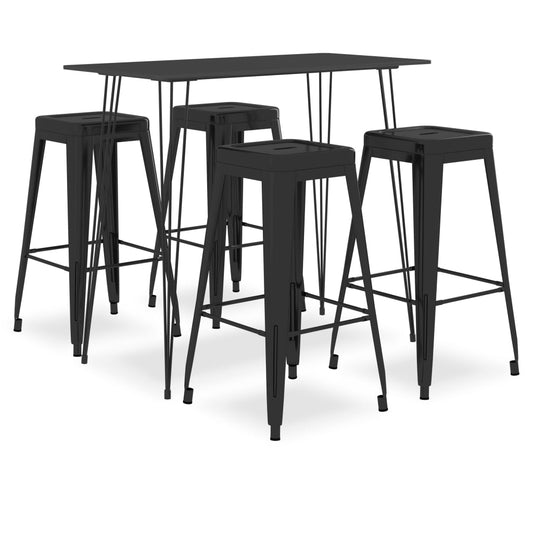 Bar furniture set, 5 pieces, black