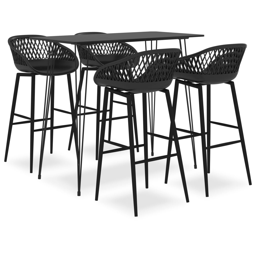 Bar furniture set, 5 pieces, black