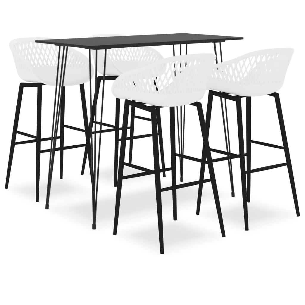 Set mobilier de bar, 5 piese, negru și alb