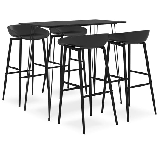 Bar furniture set, 5 pieces, black