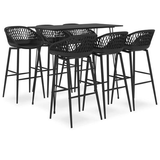 Bar furniture set, 7 pieces, black