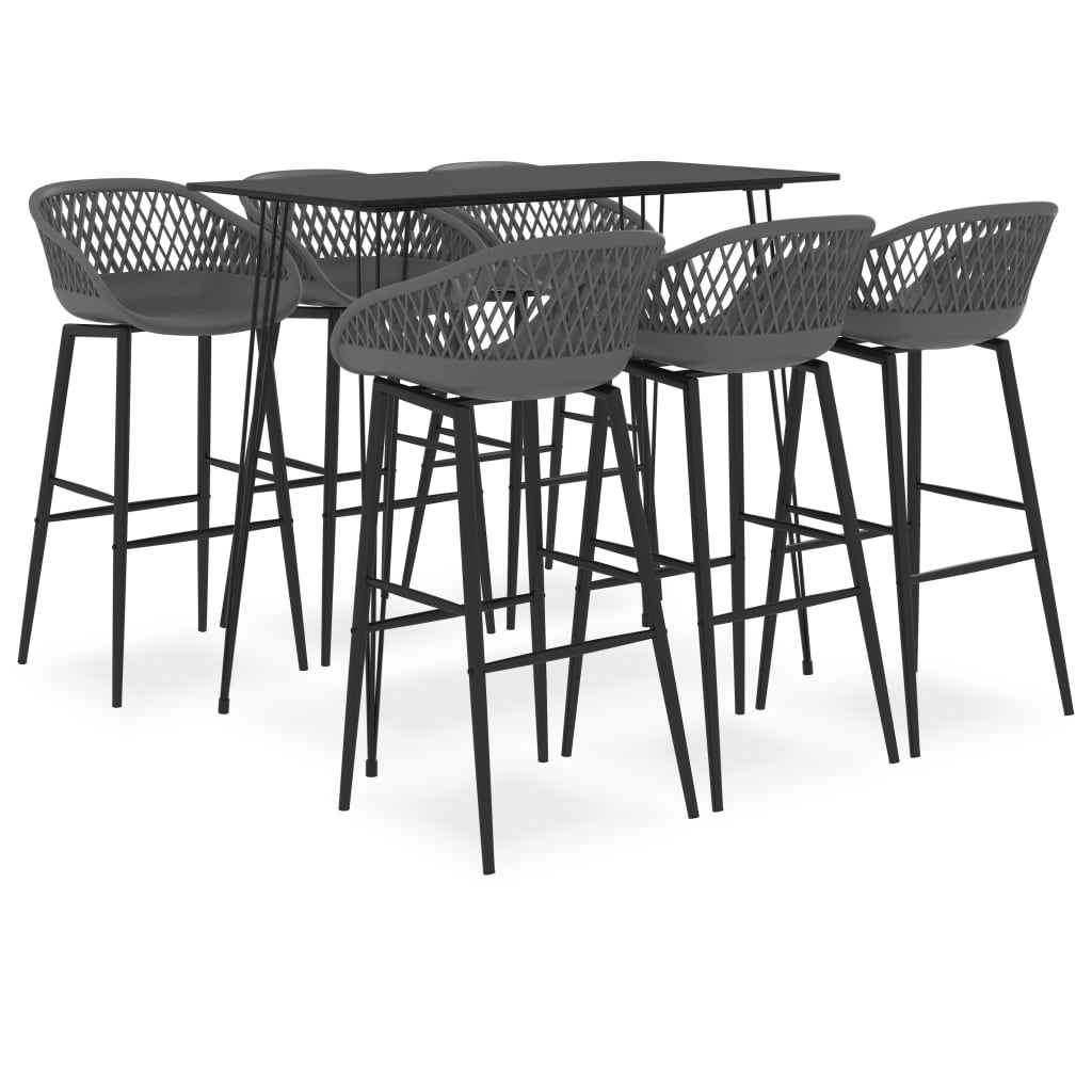 Bar furniture set, 7 pieces, black and grey