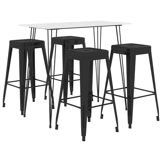 Bar furniture set, 5 pieces, white and black