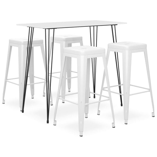 Set mobilier de bar, 5 piese, alb