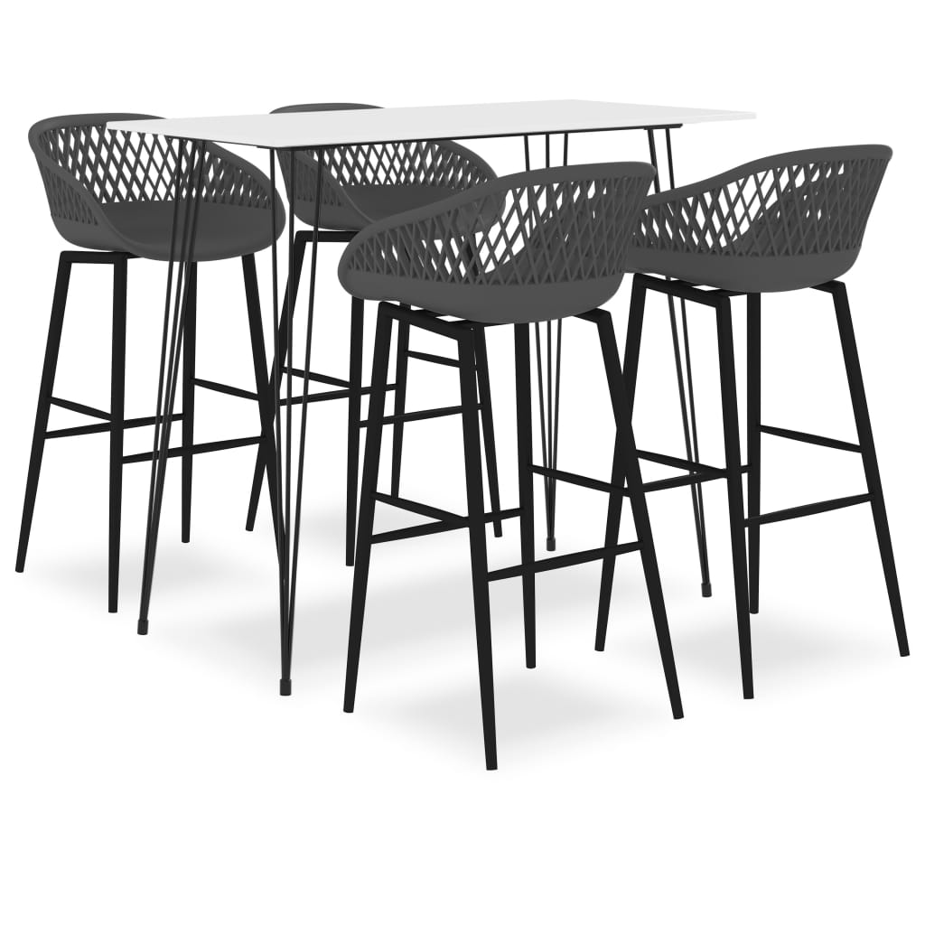 Bar furniture set, 5 pieces, white and grey