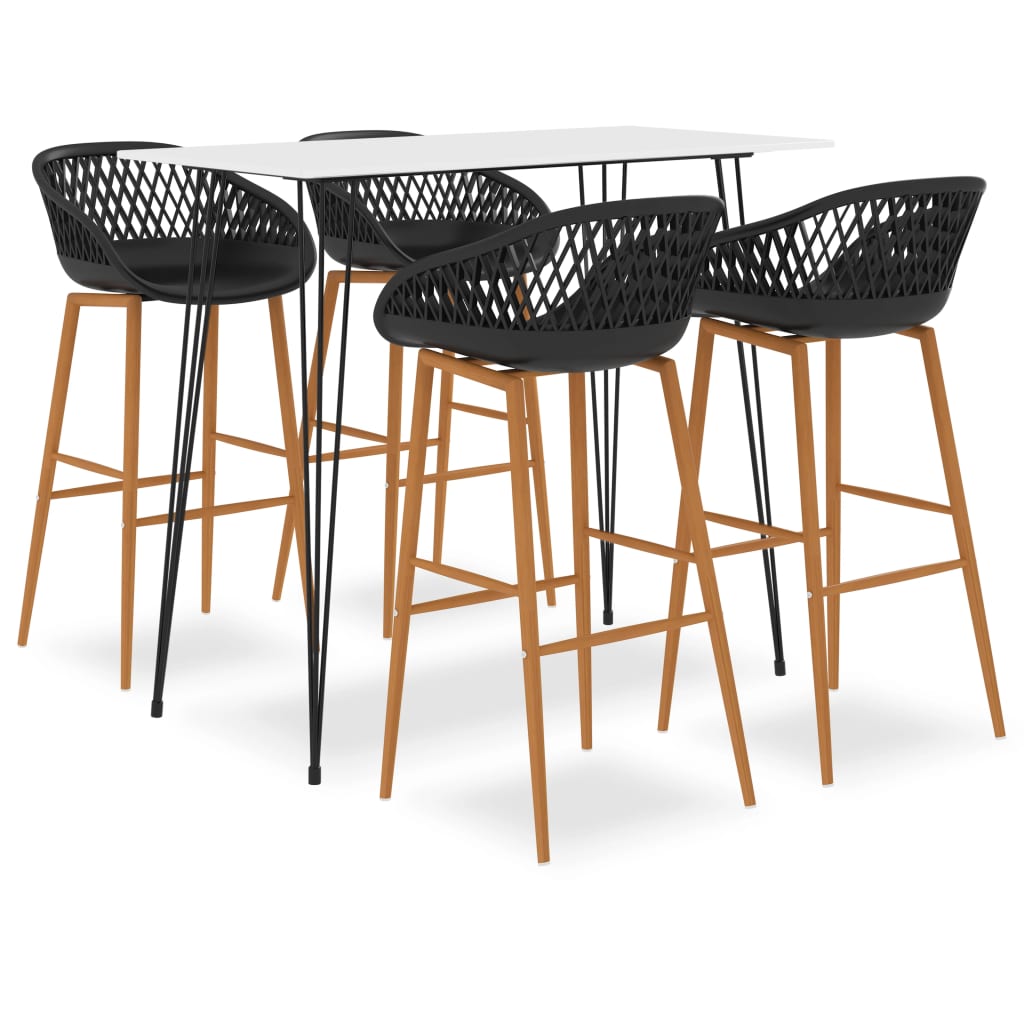 Bar furniture set, 5 pieces, white and black