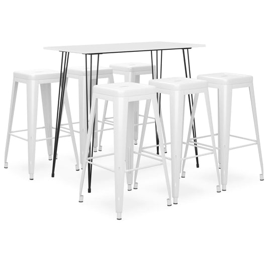 Bar furniture set, 7 pieces, white