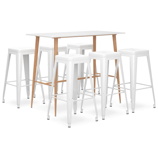 Bar furniture set, 7 pieces, white