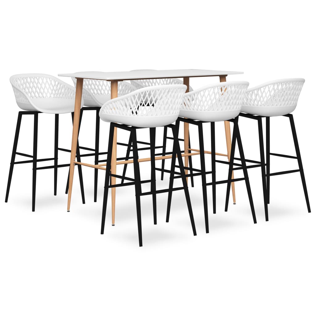 Set mobilier de bar, 7 piese, alb