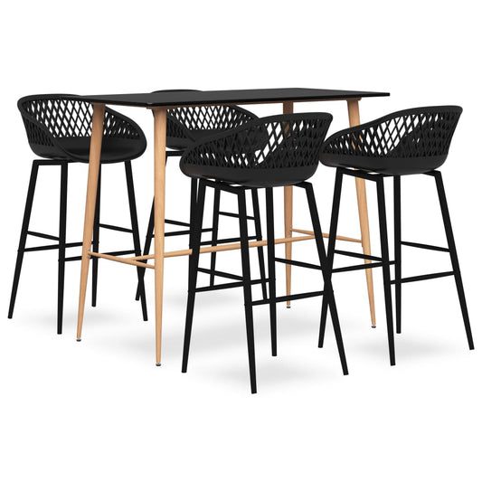 Set mobilier de bar, 5 piese, negru