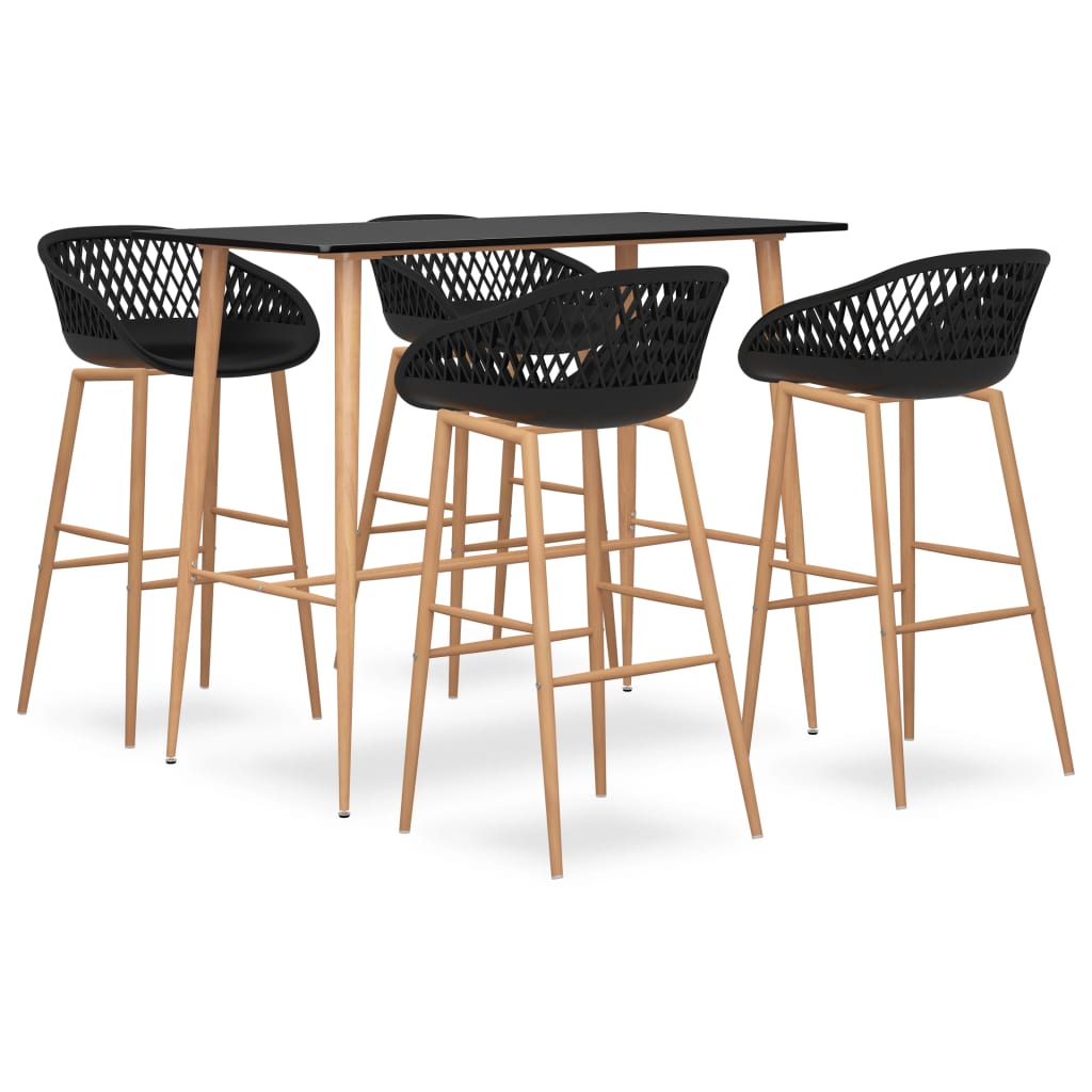 Set mobilier de bar, 5 piese, negru