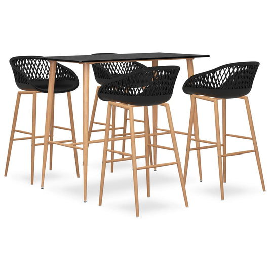 Set mobilier de bar, 5 piese, negru