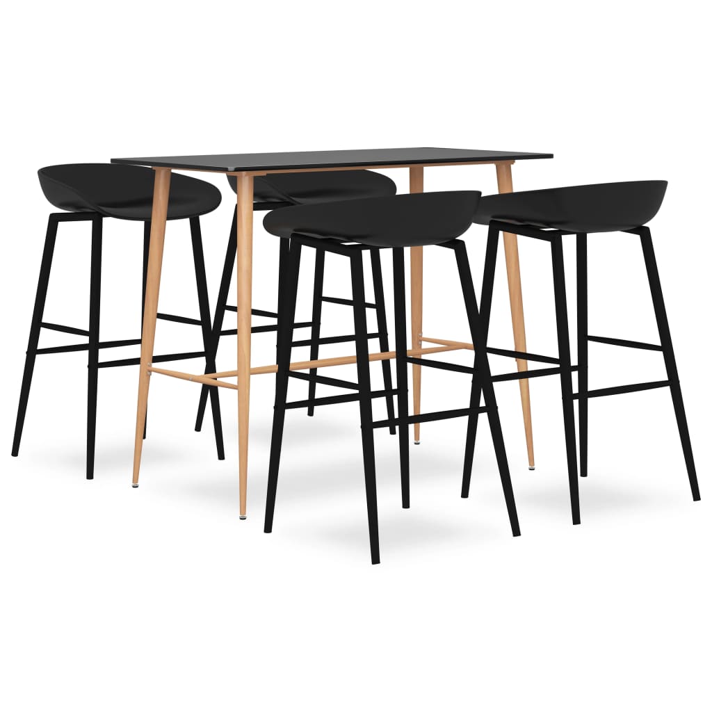 Bar furniture set, 5 pieces, black