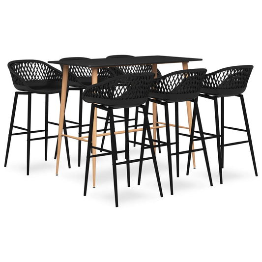 Bar furniture set, 7 pieces, black