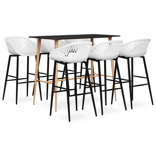 Bar furniture set, 7 pieces, black and white