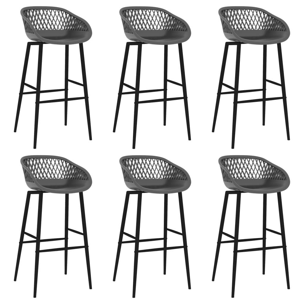 Set mobilier de bar, 7 piese, negru și gri