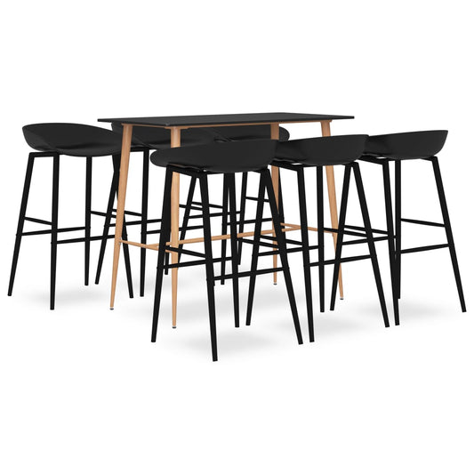 Bar furniture set, 7 pieces, black