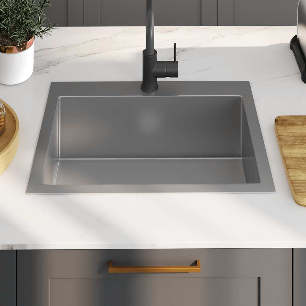 Handmade kitchen sink, stainless steel