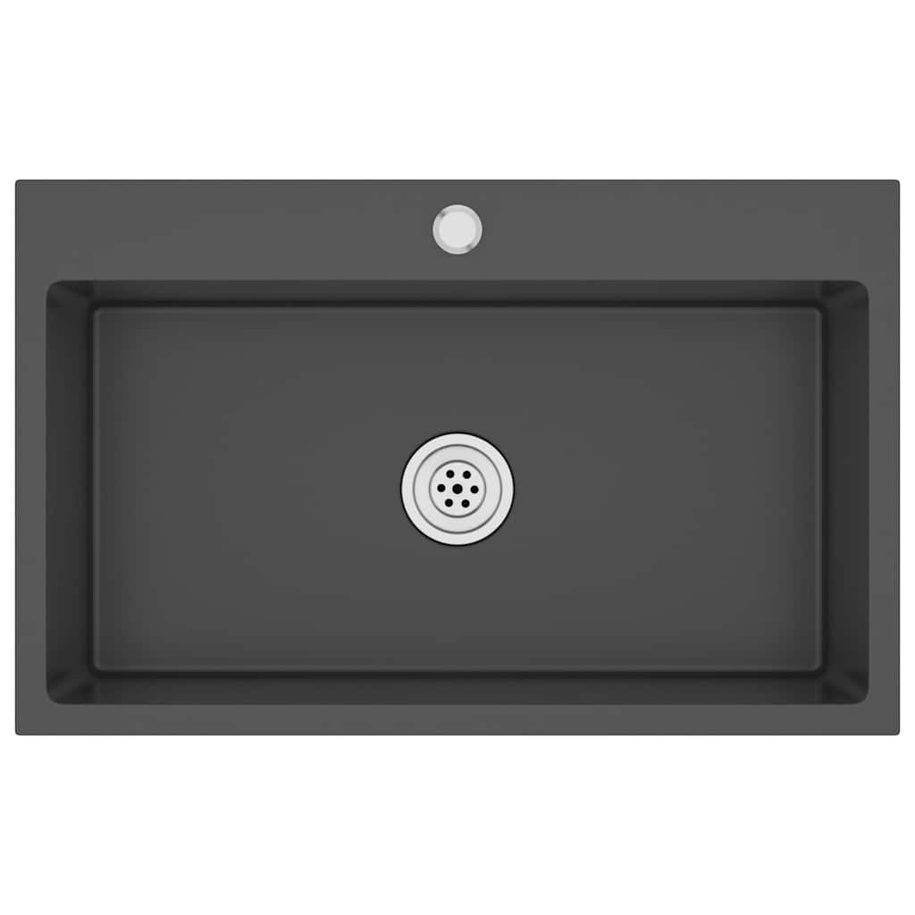 Handmade kitchen sink, black, stainless steel