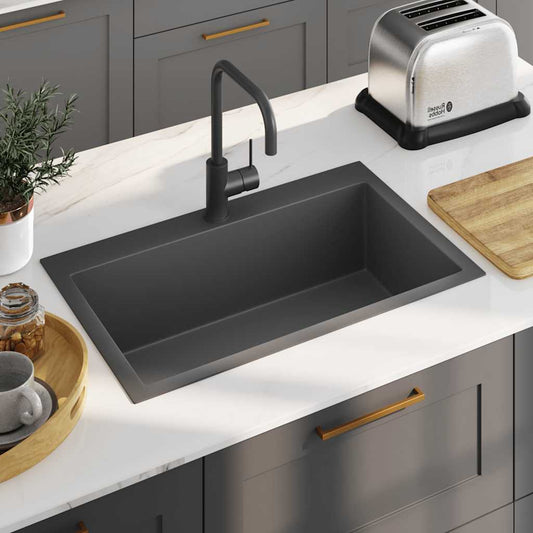 Handmade kitchen sink, black, stainless steel