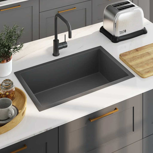 Kitchen sink, black, stainless steel