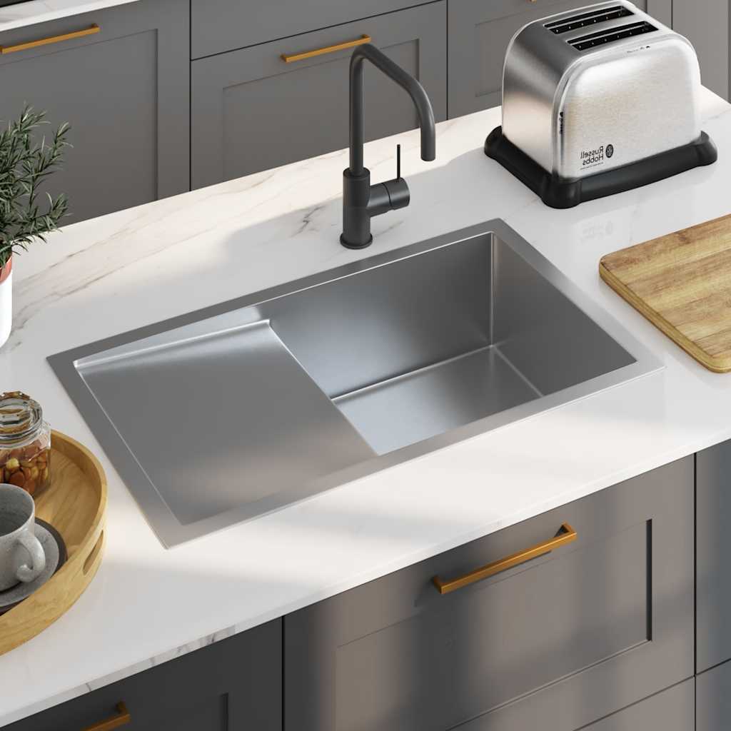 Handmade kitchen sink, stainless steel