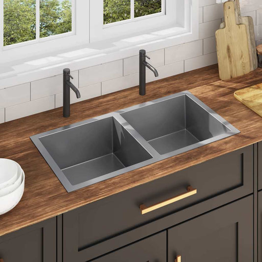 Handmade kitchen sink, stainless steel