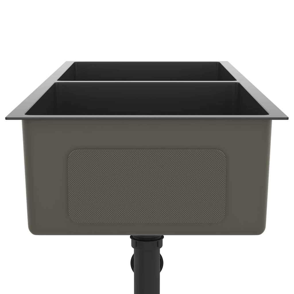 Handmade kitchen sink, black, stainless steel